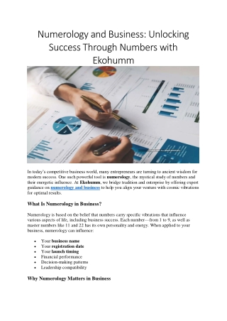 Empower Your Venture with Numerology and Business Insights from Ekohumm