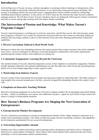 The Intersection of Passion and Knowledge: What Makes Tucson's Programs Unique?