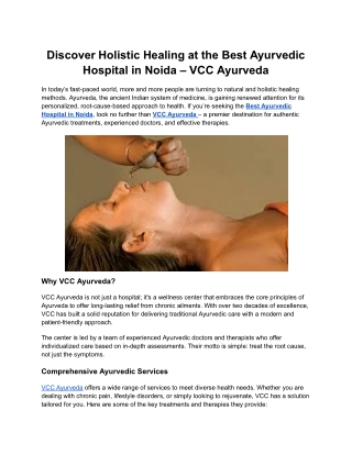 Discover Holistic Healing at the Best Ayurvedic Hospital in Noida