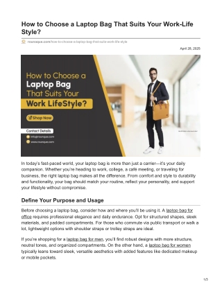 rounaque.com-How to Choose a Laptop Bag That Suits Your Work-Life Style