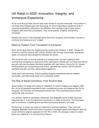 UK Retail 2025: A New Era of Engagement and Ethics