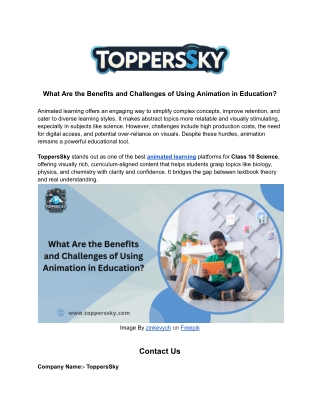 What Are the Benefits and Challenges of Using Animation in Education