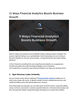 11 Ways Financial Analytics Boosts Business Growth