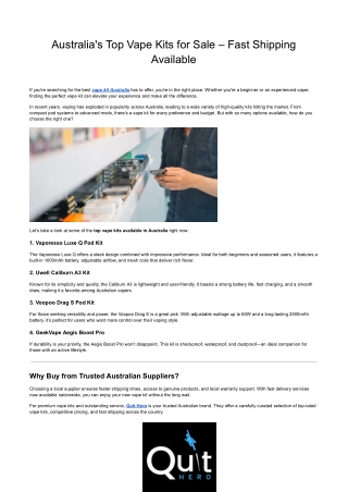 Premium Vape Kits Online | Quit Hero Australia