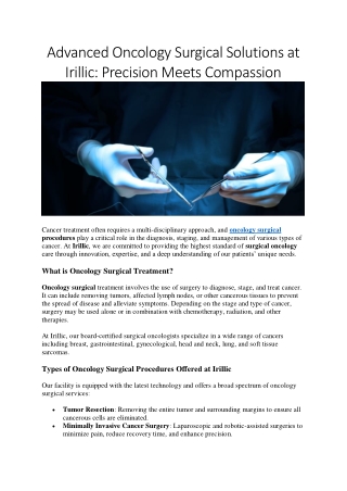 Advanced Oncology Surgical Solutions by Irillic