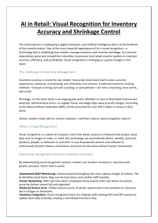 AI in Retail: Boosting Inventory Accuracy and Loss Prevention