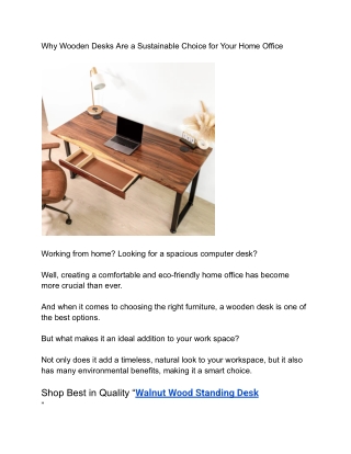 Why Wooden Desks Are a Sustainable Choice for Your Home Office