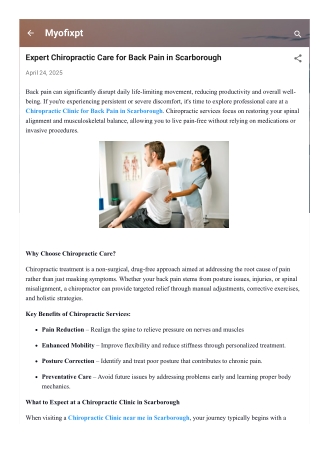 Expert Chiropractic Care for Back Pain in Scarborough