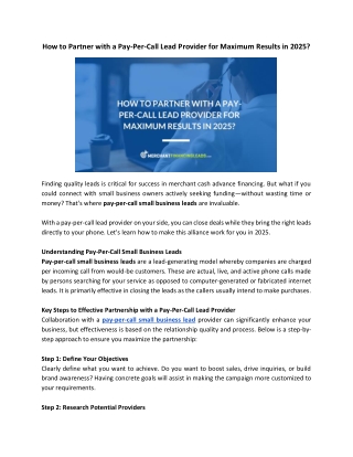How to Partner with a Pay-Per-Call Lead Provider for Maximum Results in 2025