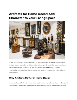 Artifacts for Home Decor_ Add Character to Your Living Space