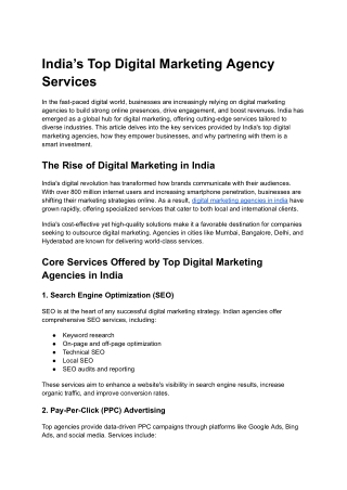 India’s Top Digital Marketing Agency Services