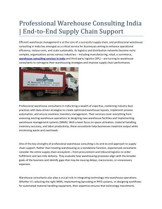 Professional Warehouse Consulting India | End-to-End Supply Chain Support
