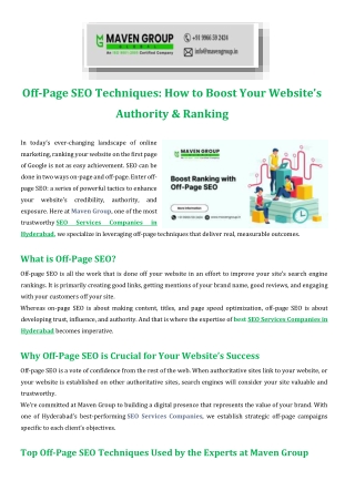 Off-Page SEO Techniques How to Boost Your Website’s Authority & Ranking