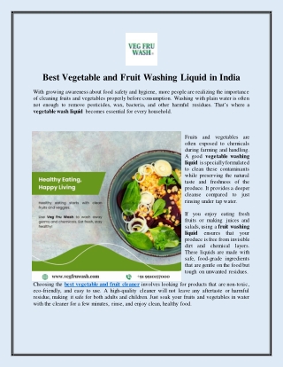 Best Vegetable and Fruit Washing Liquid in India