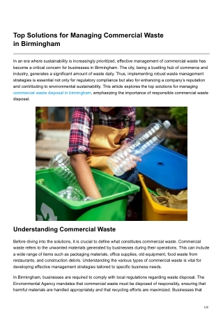 Top Solutions for Managing Commercial Waste in Birmingham