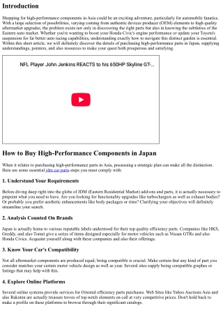 Just how towards Look For High-Performance Parts in Japan