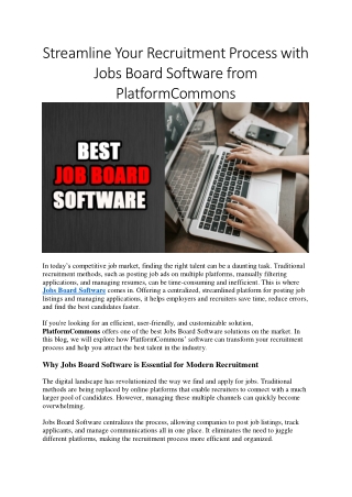 Power Your Hiring Platform with Jobs Board Software by PlatformCommons