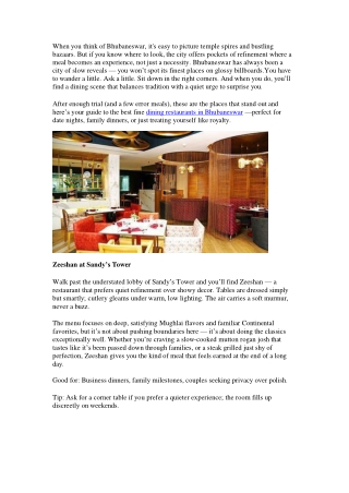 Fine Dining Guide: Best Restaurants in Bhubaneswar for Food Lovers