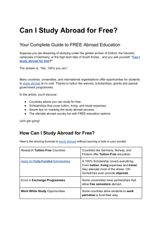 Can I Study Abroad for Free