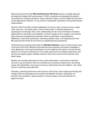 How to Maximize Performance with Microsoft Dynamics 365 Cloud?