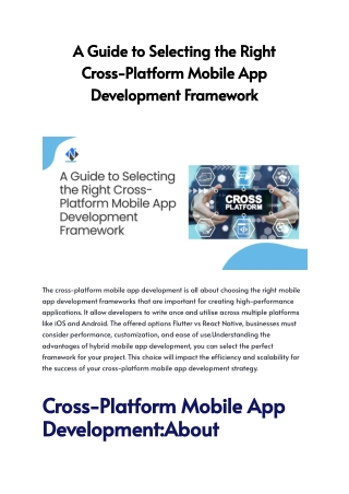 A Guide to Selecting the Right Cross-Platform Mobile App Development Framework 1