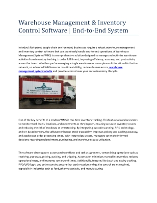 Warehouse Management & Inventory Control Software | End-to-End System