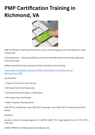 PMP Certification Training in Richmond, VA