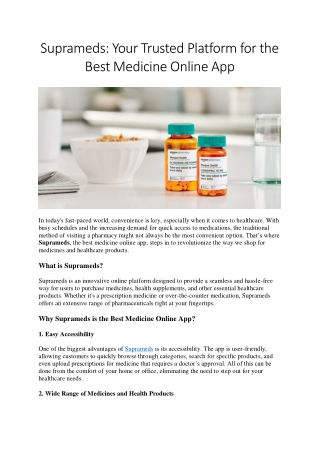 Get the Best Online Medicine at Suprameds – Trusted & Affordable