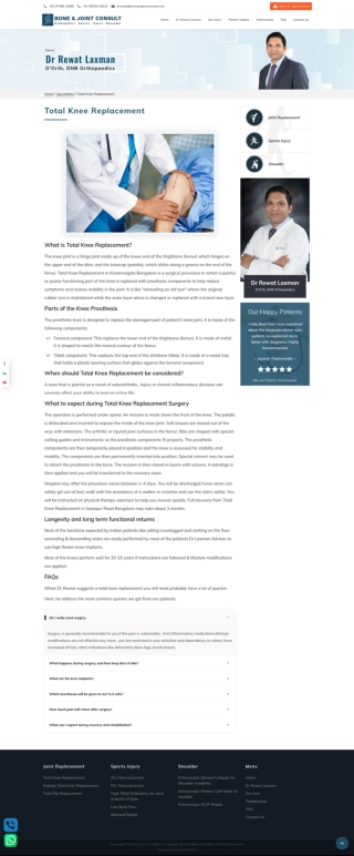 Total Knee Replacement in Bangalore - Bone & Joint Consult