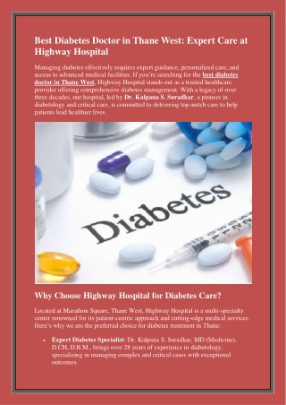 Best Diabetes Doctor in Thane West