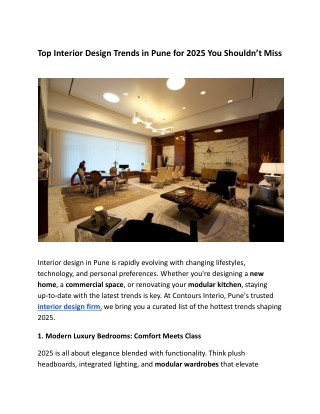 Top Interior Design Trends in Pune for 2025 You Shouldn’t Miss