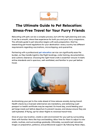 The Ultimate Guide to Pet Relocation_ Stress-Free Travel for Your Furry Friends