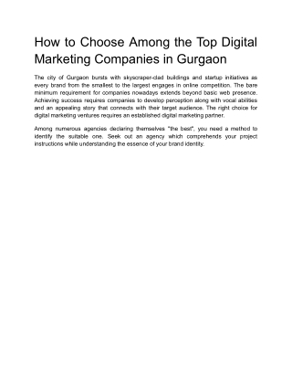 How to Choose Among the Top Digital Marketing Companies in Gurgaon