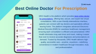 Get Fast Relief with the Best Online Doctor for Prescription—DRO Health