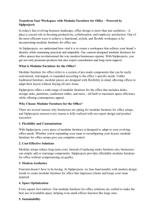 Enhance Workspaces with Modular Furniture for Office