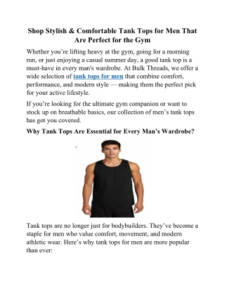 Shop Stylish & Comfortable Tank Tops for Men That Are Perfect for the Gym