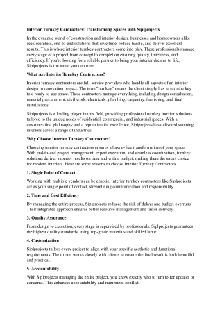 Seamless Solutions with Interior Turnkey Contractors