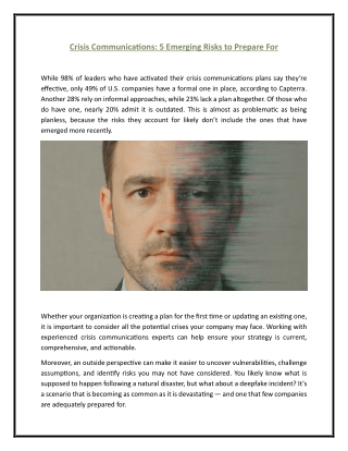 Crisis Communications: 5 Emerging Risks to Prepare For