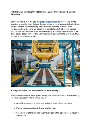 Reliable Local Moulding Providers Stucco Décor Stylish Interior & Exterior Mouldings