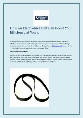 How an Electronics Belt Can Boost Your Efficiency at Work