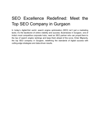 SEO Excellence Redefined_ Meet the Top SEO Company in Gurgaon