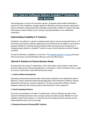 How Cyferviz Softwares Delivers Scalable IT Solutions for Your Business