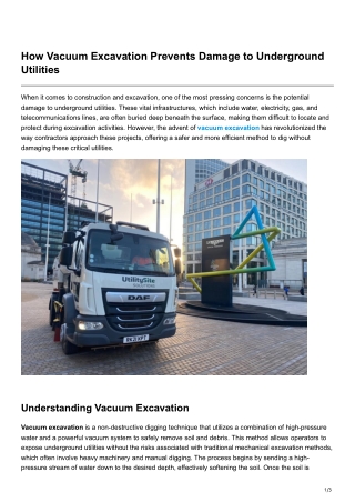 How Vacuum Excavation Prevents Damage to Underground Utilities