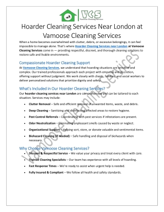 Hoarder Cleaning Services Near London at Vamoose Cleaning Services