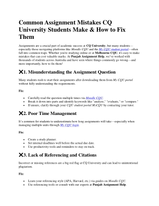 Common Assignment Mistakes CQ University Students Make