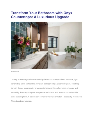 Transform Your Bathroom with Onyx Countertops: A Luxurious Upgrade