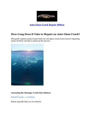 Auto Glass Crack Repair Milton