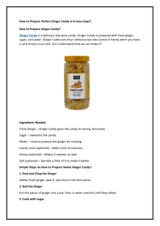 How to Prepare Perfect Ginger Candy in 6 Easy Steps?