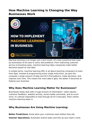 How Machine Learning is Changing the Way Businesses Work