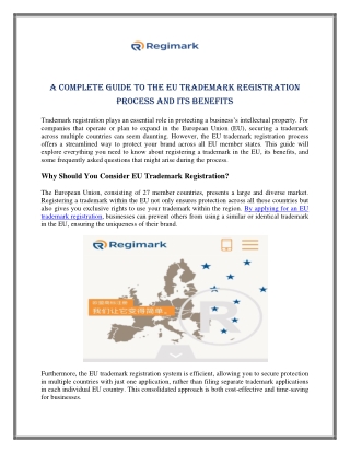 A Complete Guide to the EU Trademark Registration Process and Its Benefits
